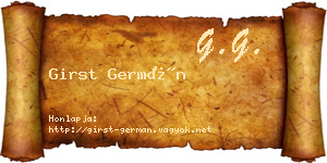 Girst Germán névjegykártya
